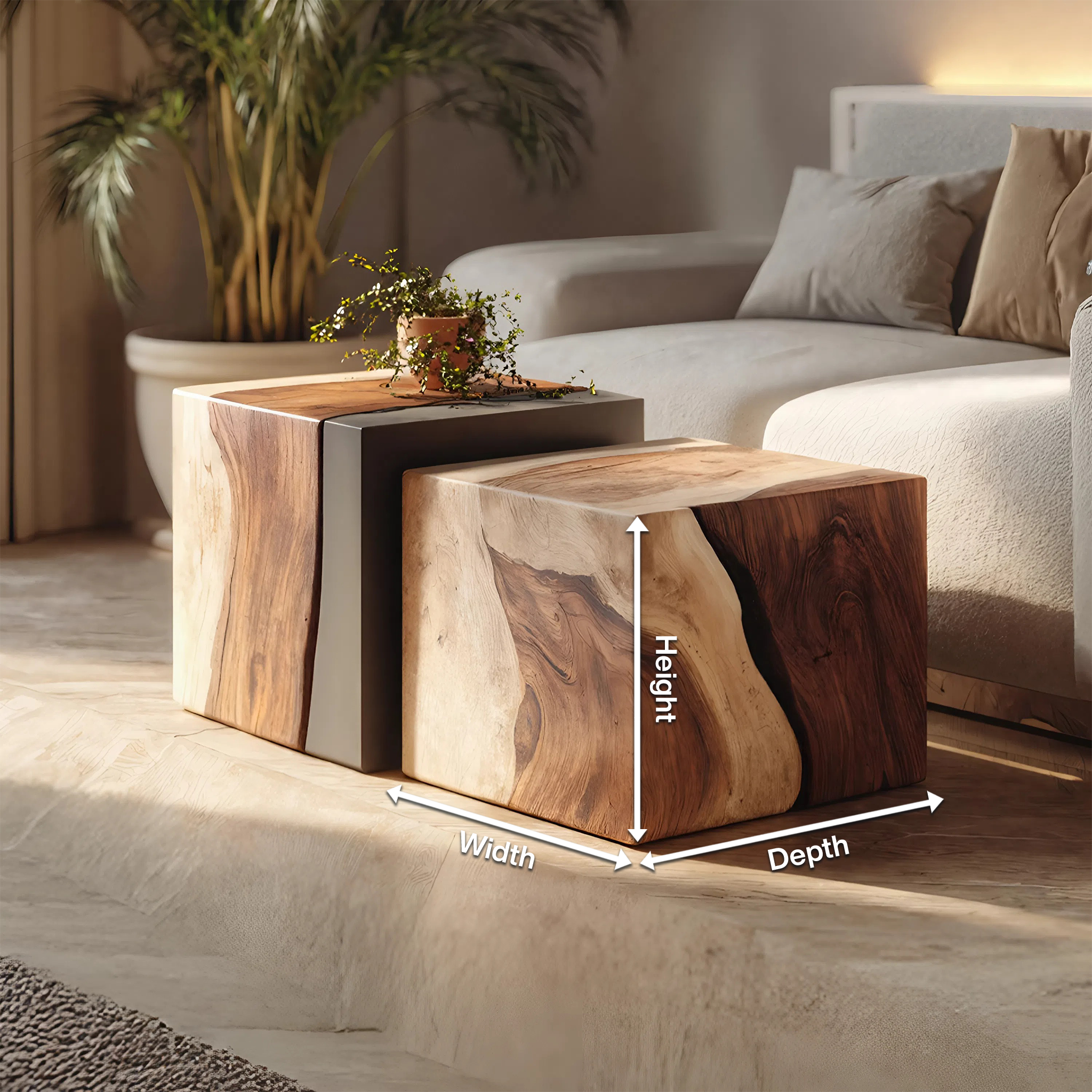 Mid Century Solid Wood Square Coffee Table For Bedroom Decor