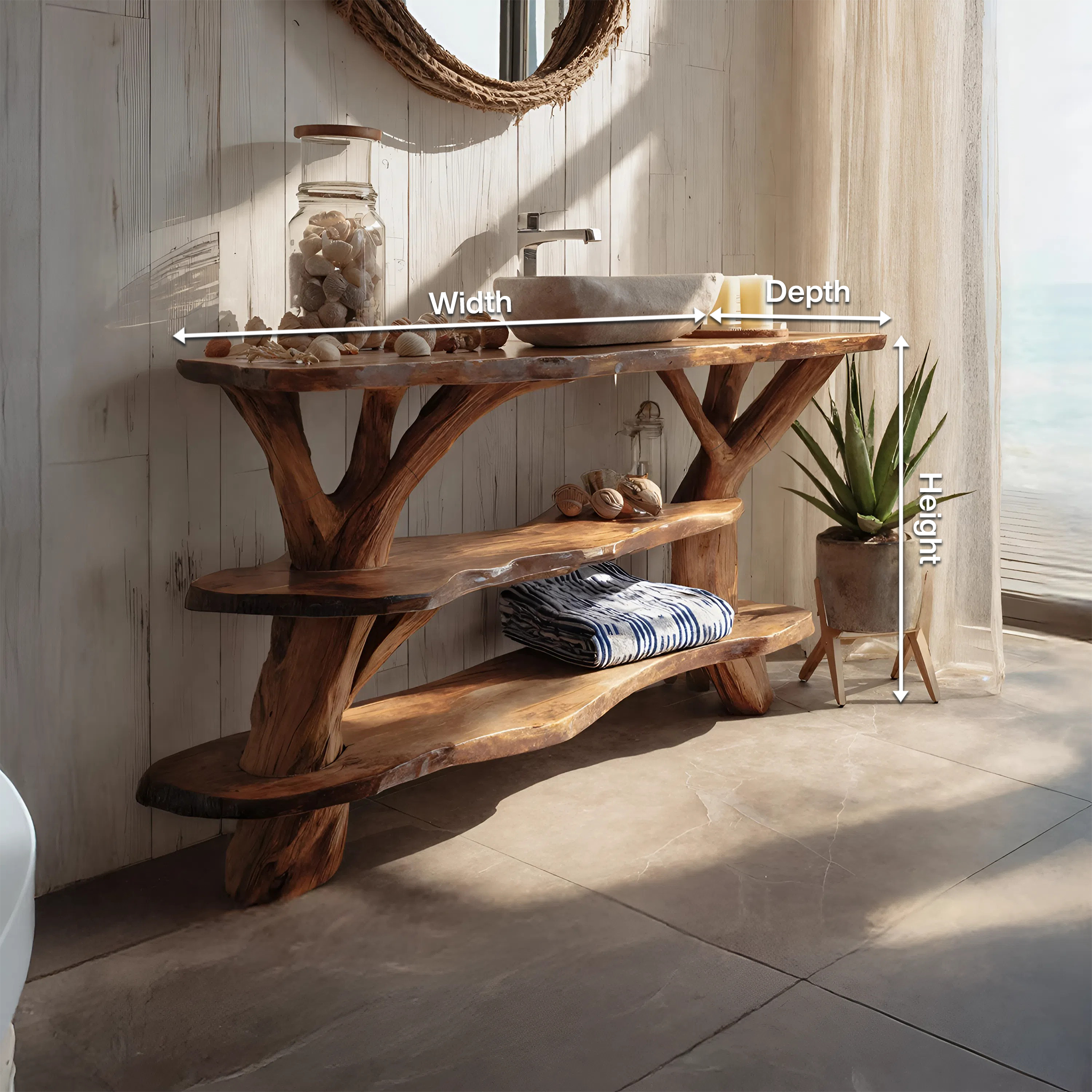 Modern Handcrafted Live Edge Bathroom Vanity For Elegant Bathroom Decor