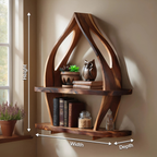 Mid Century Curved Wood Wall Shelf For Furniture Decor