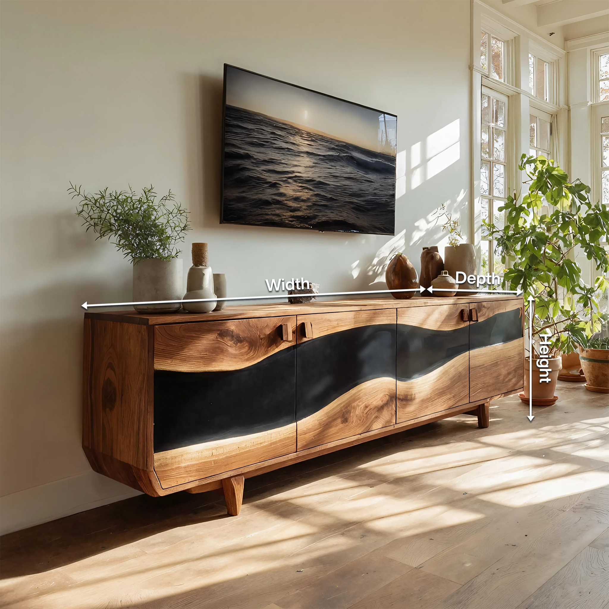 Modern Solid Wood TV Console For Minimalist Living Room