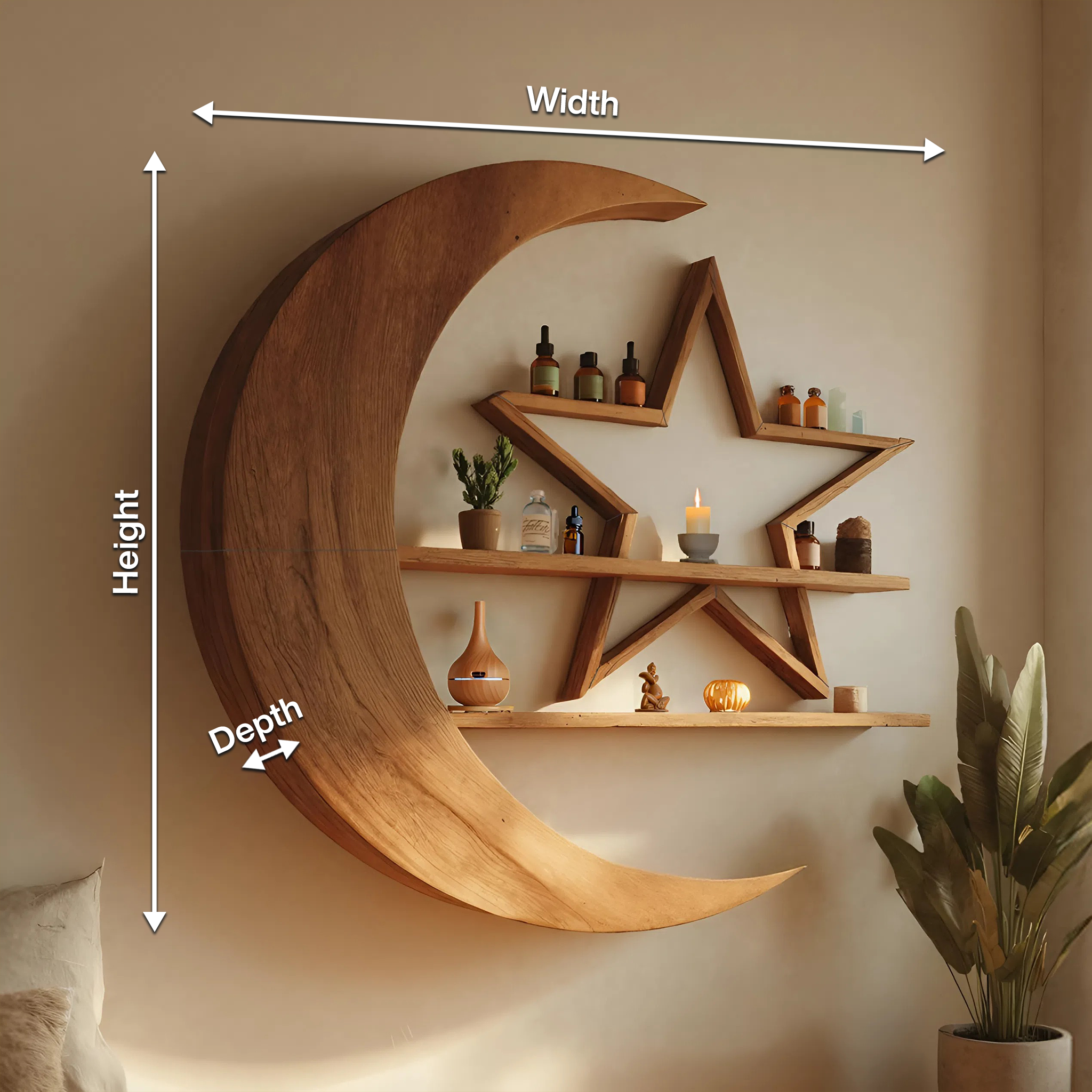 Modern Celestial Wall Shelf For Living Room Accent