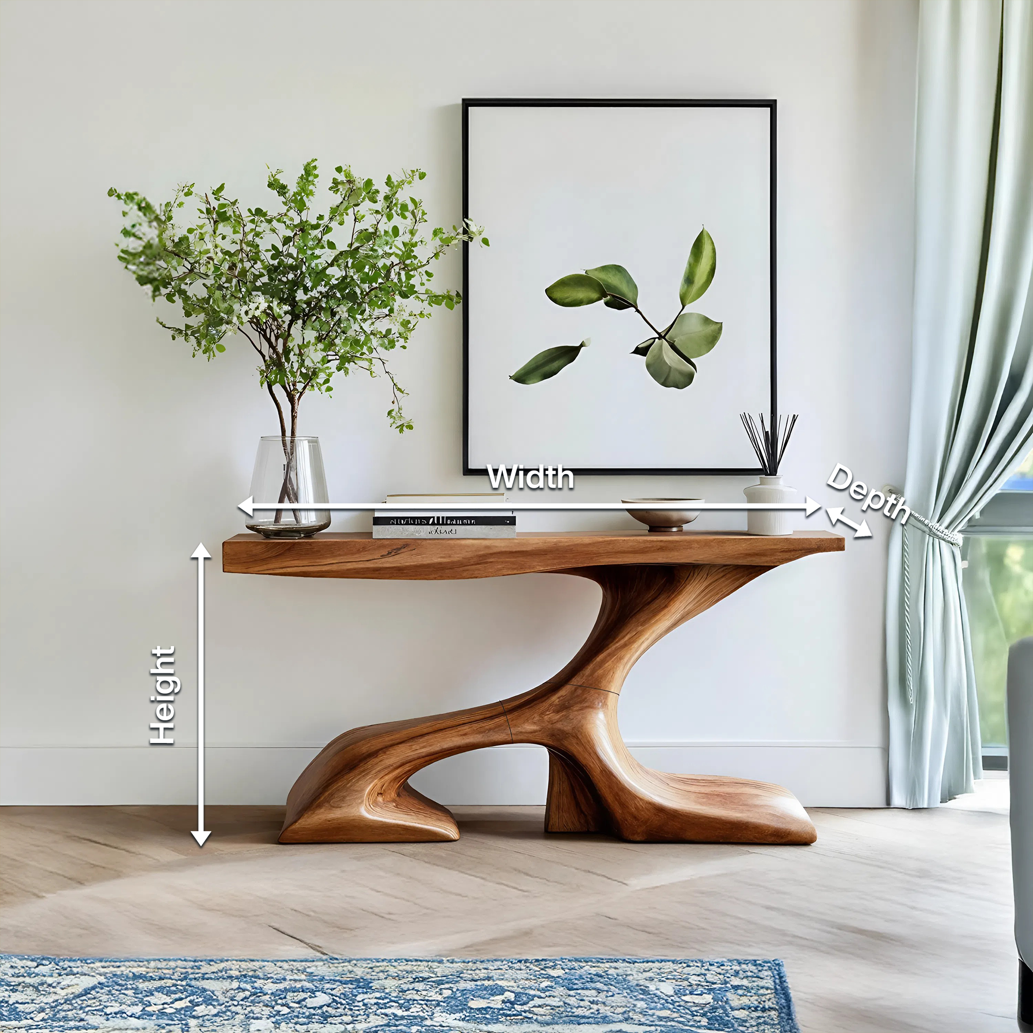 Rustic Solid Wood Console Table For Modern Entryway