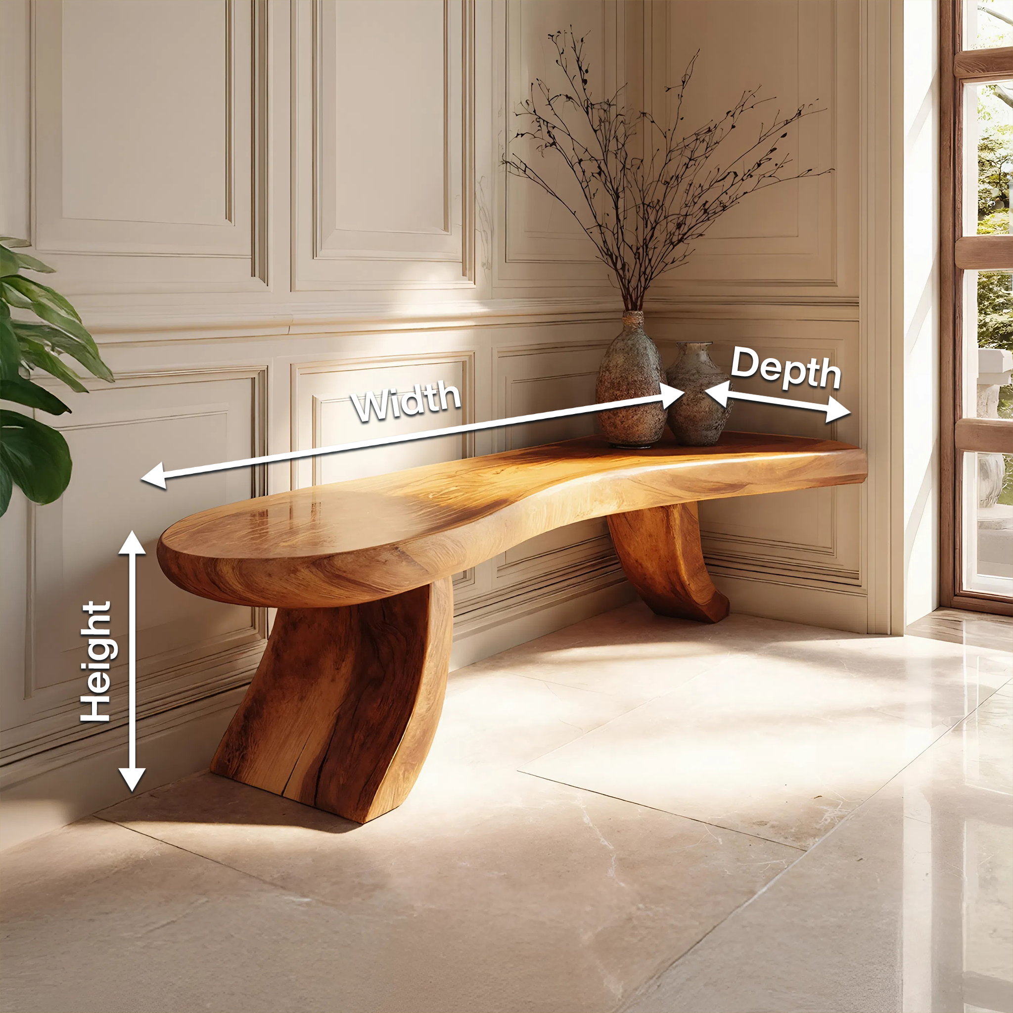 Modern Live Edge Entryway Bench For Minimalist Home Decor