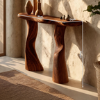 Modern Solid Wood Console Table Sculptural Live Edge For Furniture Decor