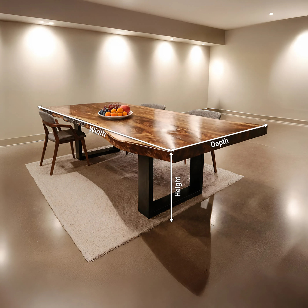 Furniture Decor Modern Solid Wood Dining Table Sleek Edge