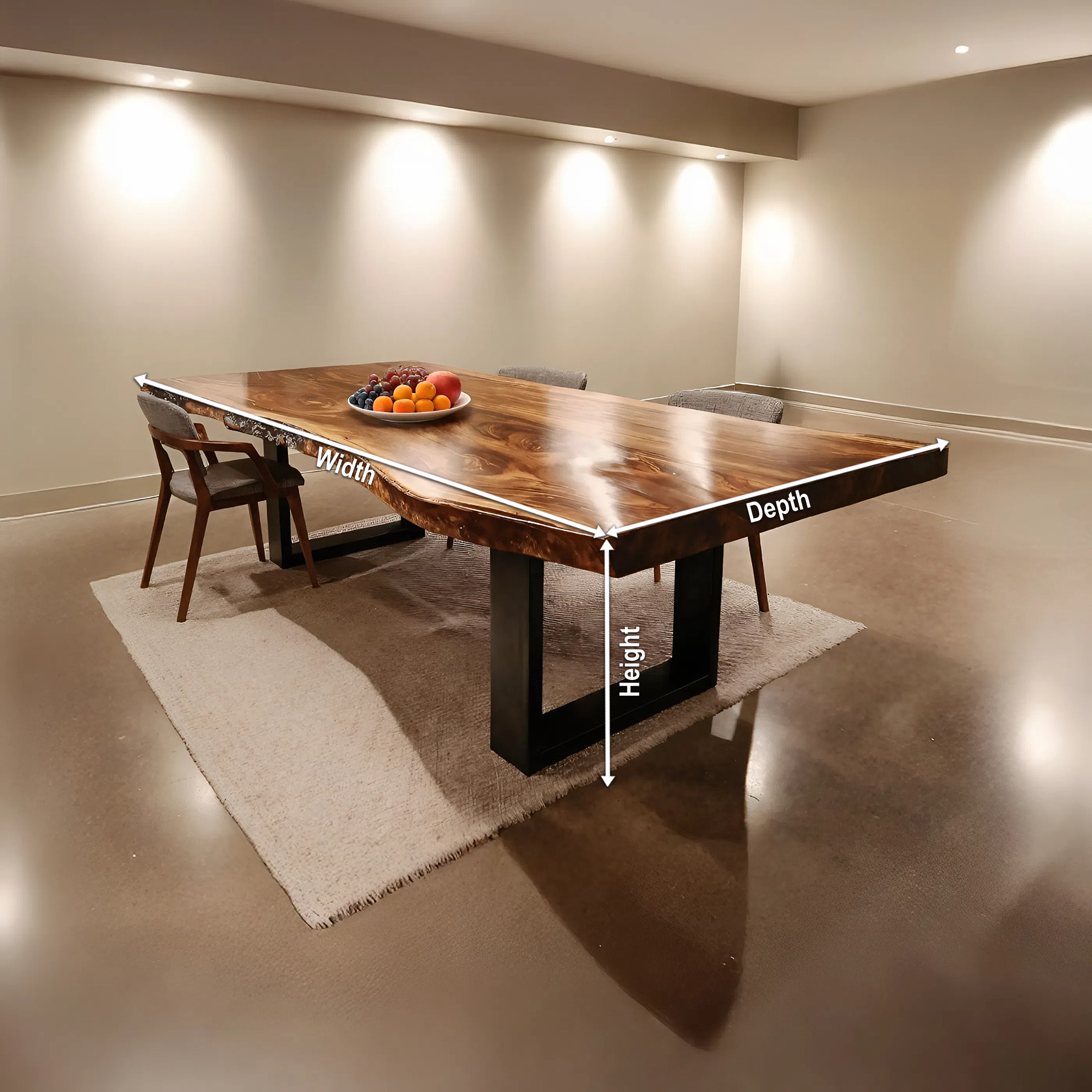 Furniture Decor Modern Solid Wood Dining Table Sleek Edge