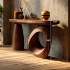 Mid Century Sculptural Live Edge Console Table For Luxury Entryway
