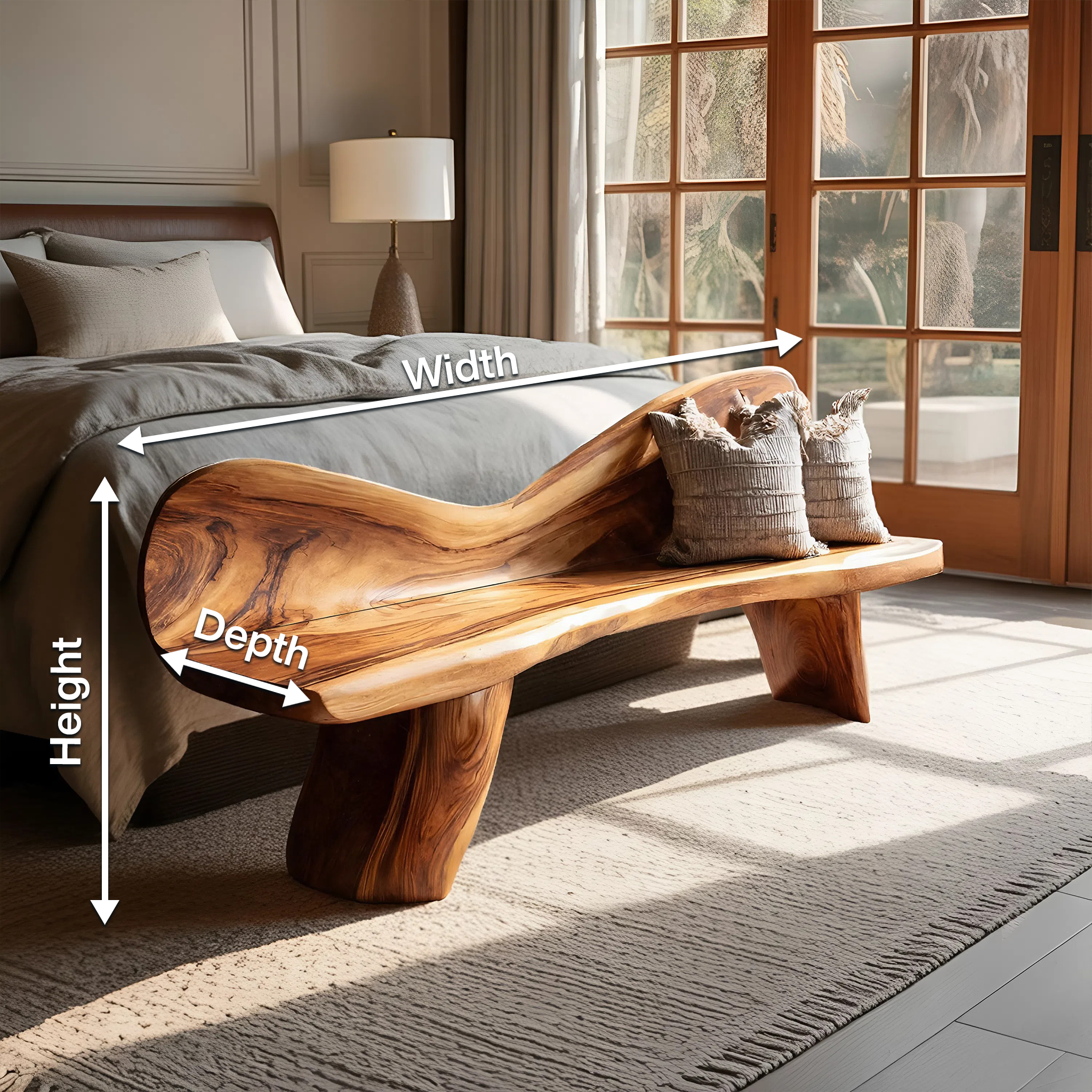 Rustic Solid Wood Bench For Entryway And Foyer Decor