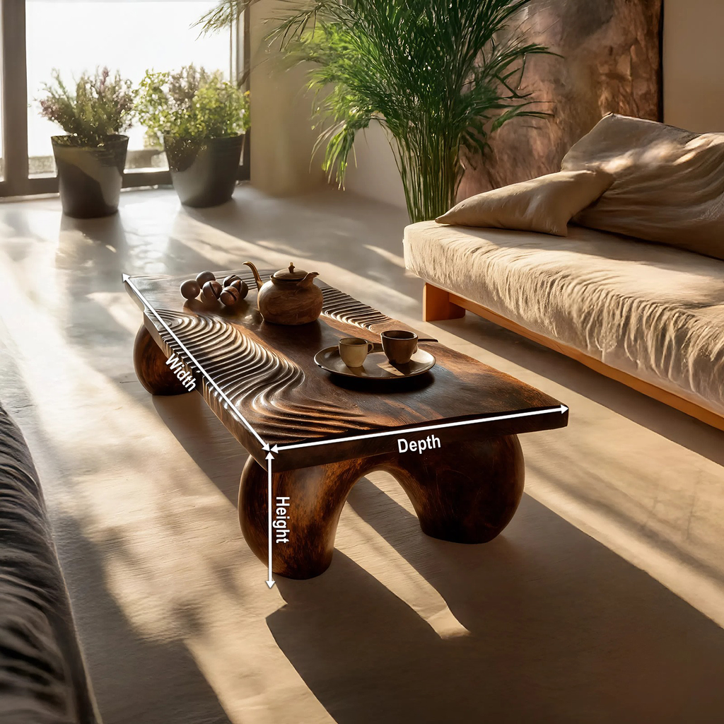 Handcrafted Solid Wood Irregular Coffee Table For Living Room
