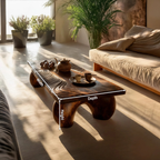 Handcrafted Solid Wood Irregular Coffee Table For Living Room