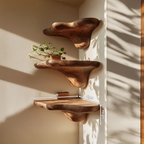 Mid Century Wooden Live Edge Mushroom Shelf For Furniture Decor