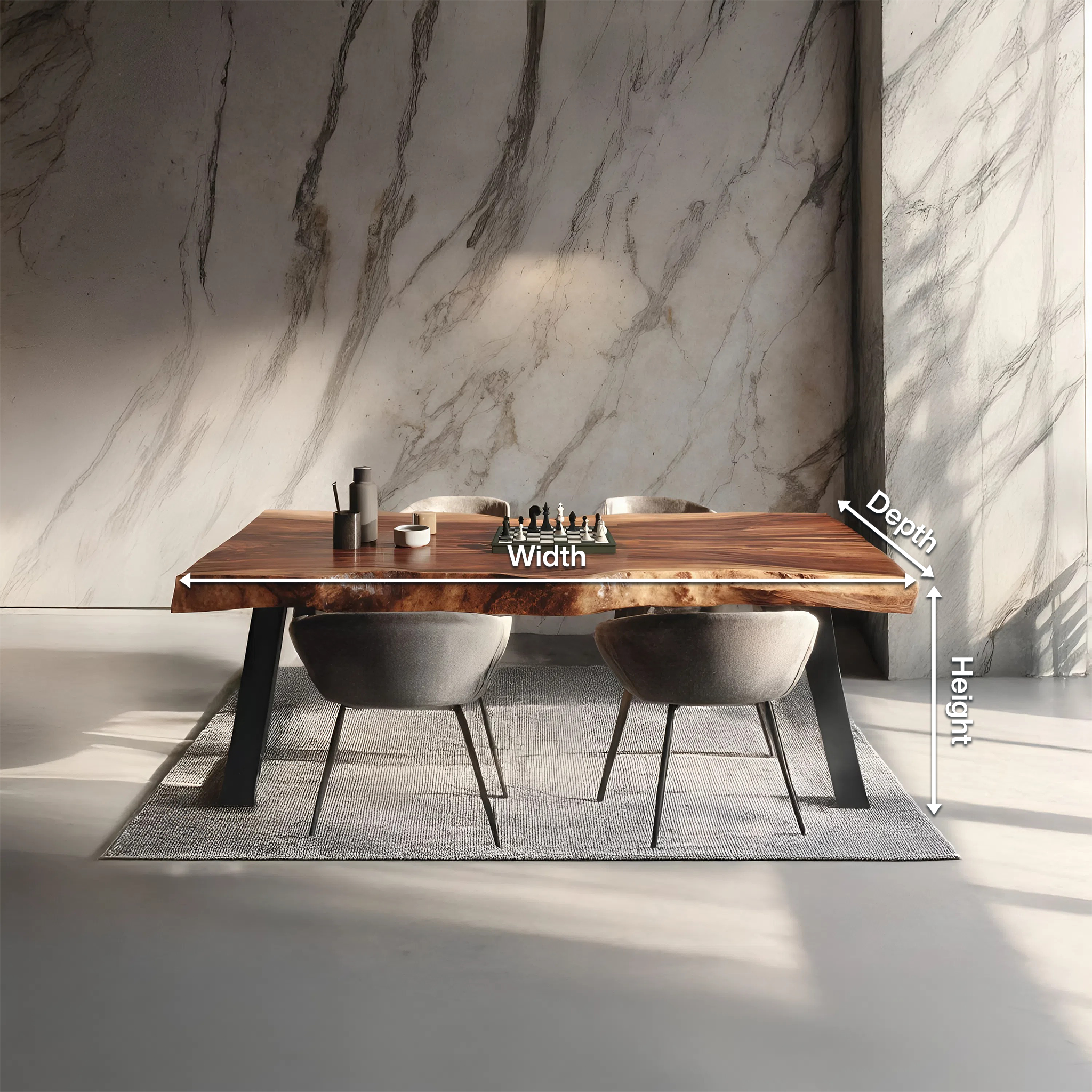 Dining Room Mid Century Live Edge Dining Table Retro Style