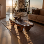 Mid Century Irregular Wooden Coffee Table For Living Room Decor