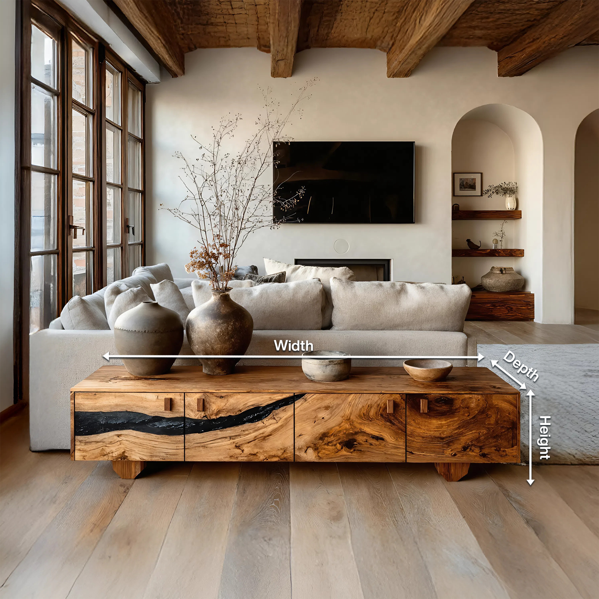 Farmhouse Live Edge TV Cabinet For Rustic Bedroom Decor