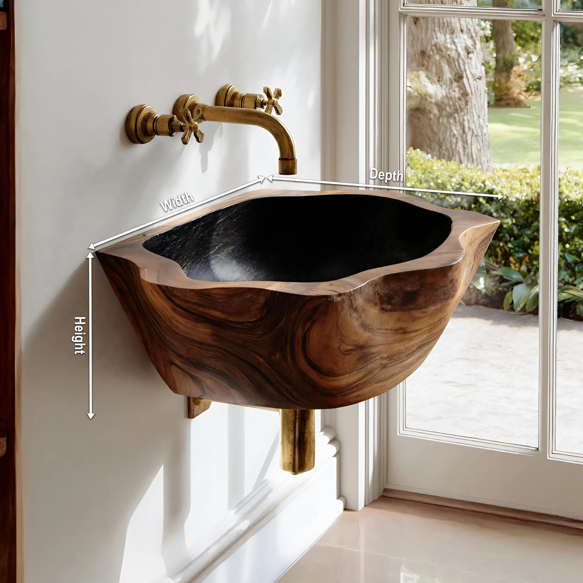 Mid Century Solid Wood Vanity Sink For Bathroom Storage Furniture Decor