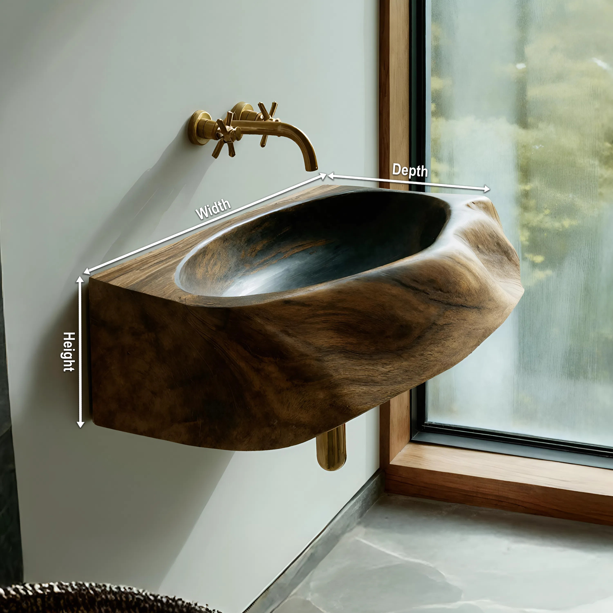 Handcrafted Solid Wood Vanity Sink For Natural Bathroom Style Decor