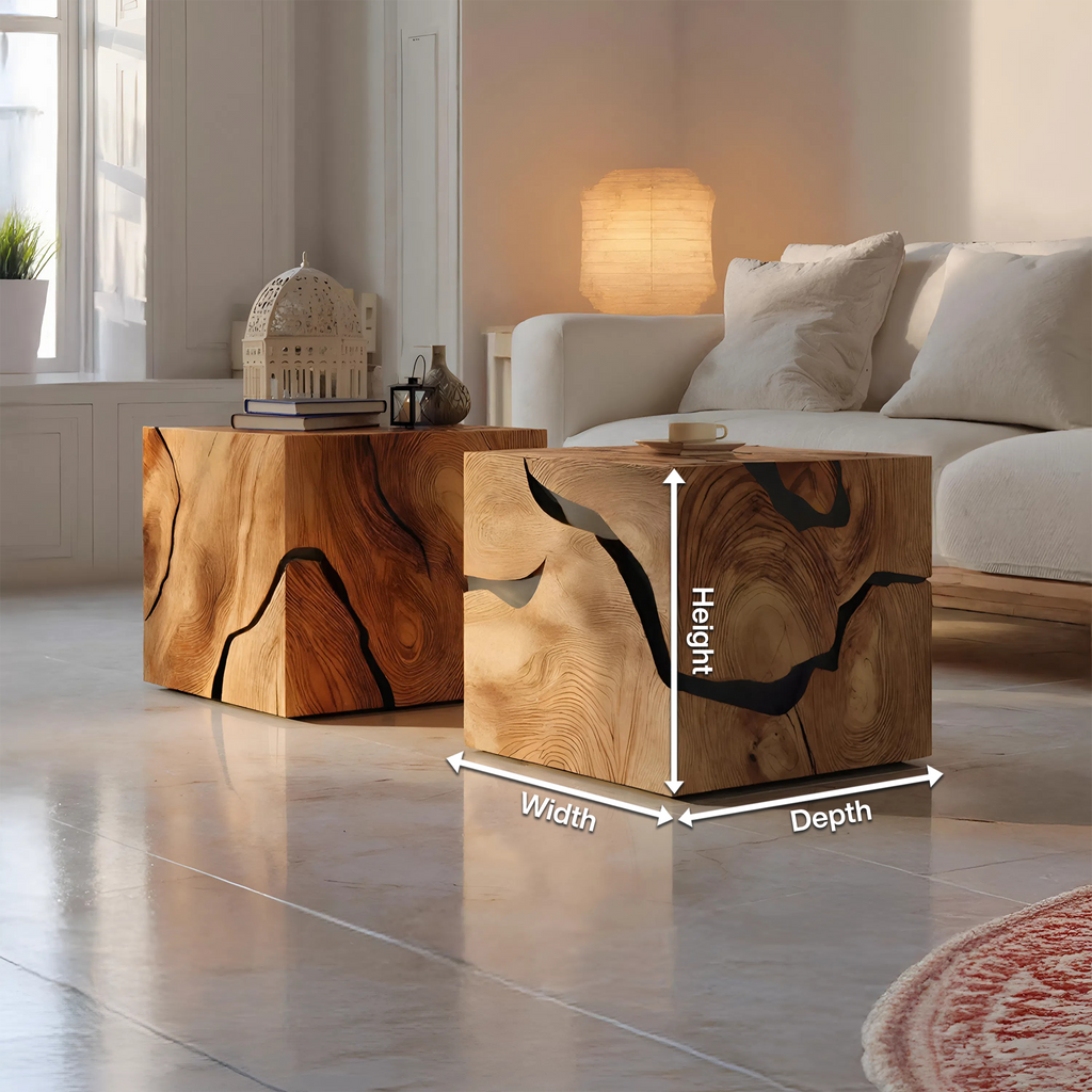 Handcrafted Wooden Cube Coffee Table For Rustic Decor