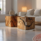 Handcrafted Wooden Cube Coffee Table For Rustic Decor