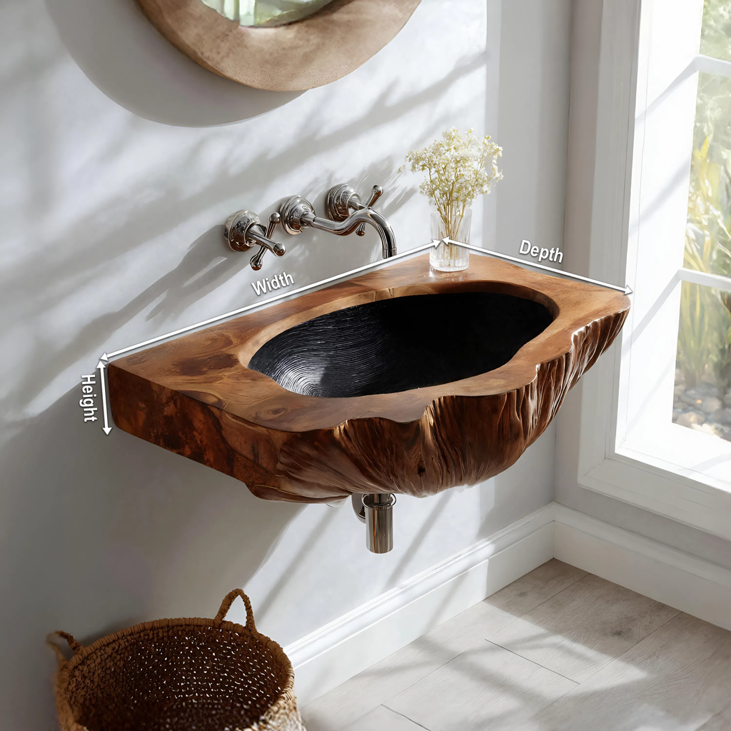 Mid Century Wall Mounted Wooden Bathroom Sink For Unique Bathroom Decor