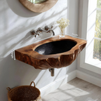 Mid Century Wall Mounted Wooden Bathroom Sink For Unique Bathroom Decor