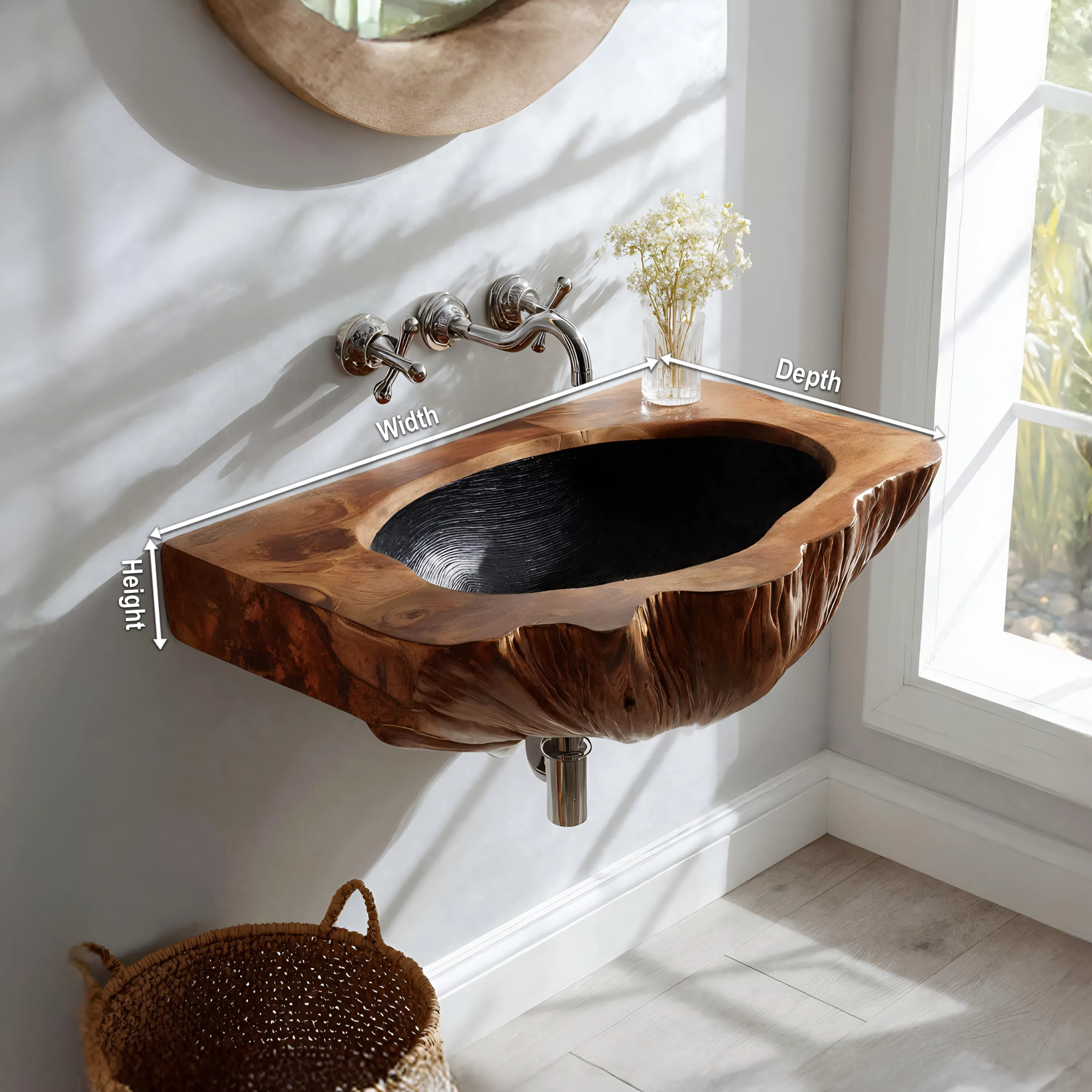 Mid Century Wall Mounted Wooden Bathroom Sink For Unique Bathroom Decor