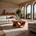 Modern Sculptural Coffee Table With Curved Base For Living