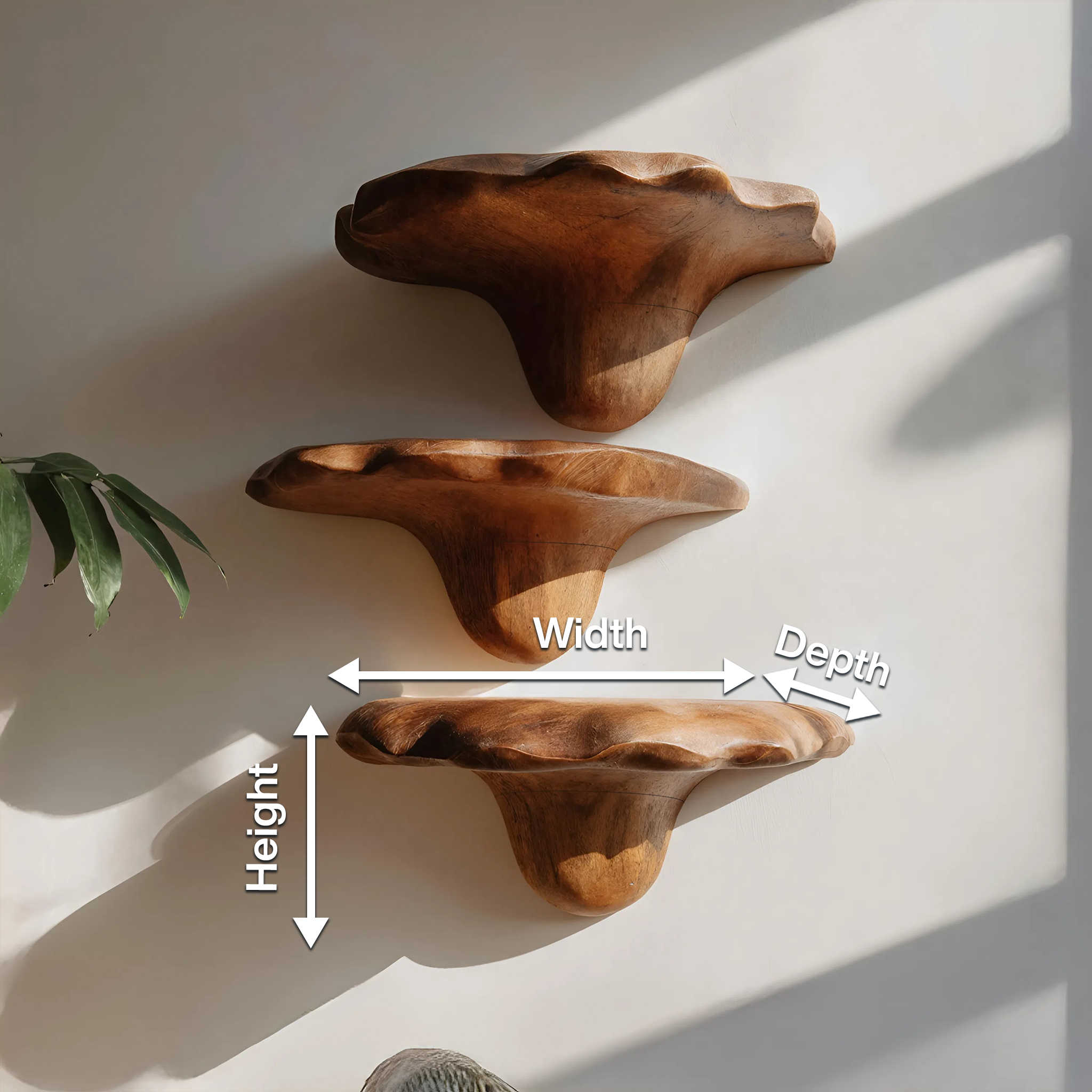 Mid Century Wooden Mushroom Shelf For Living Room And Bedroom Decor