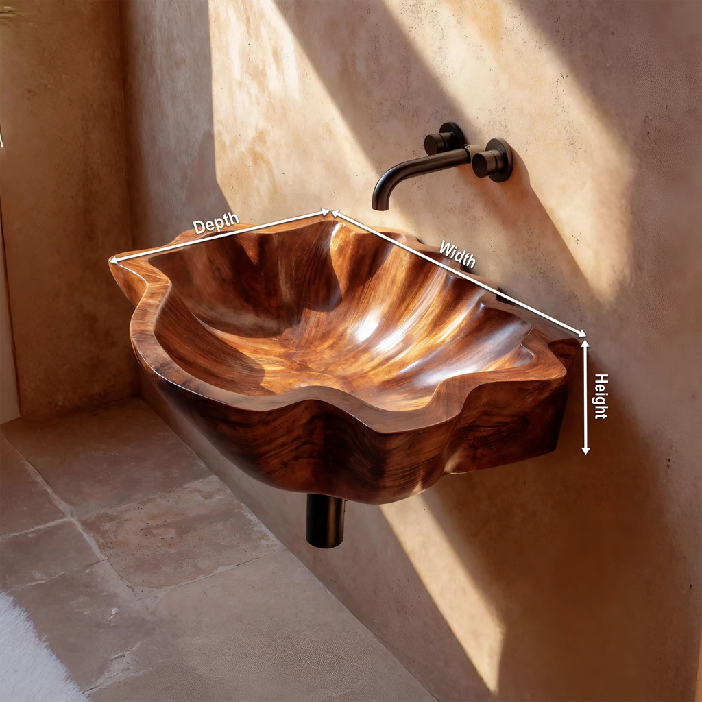 Modern Wooden Live Edge Wood Basin For High End Furniture Decor