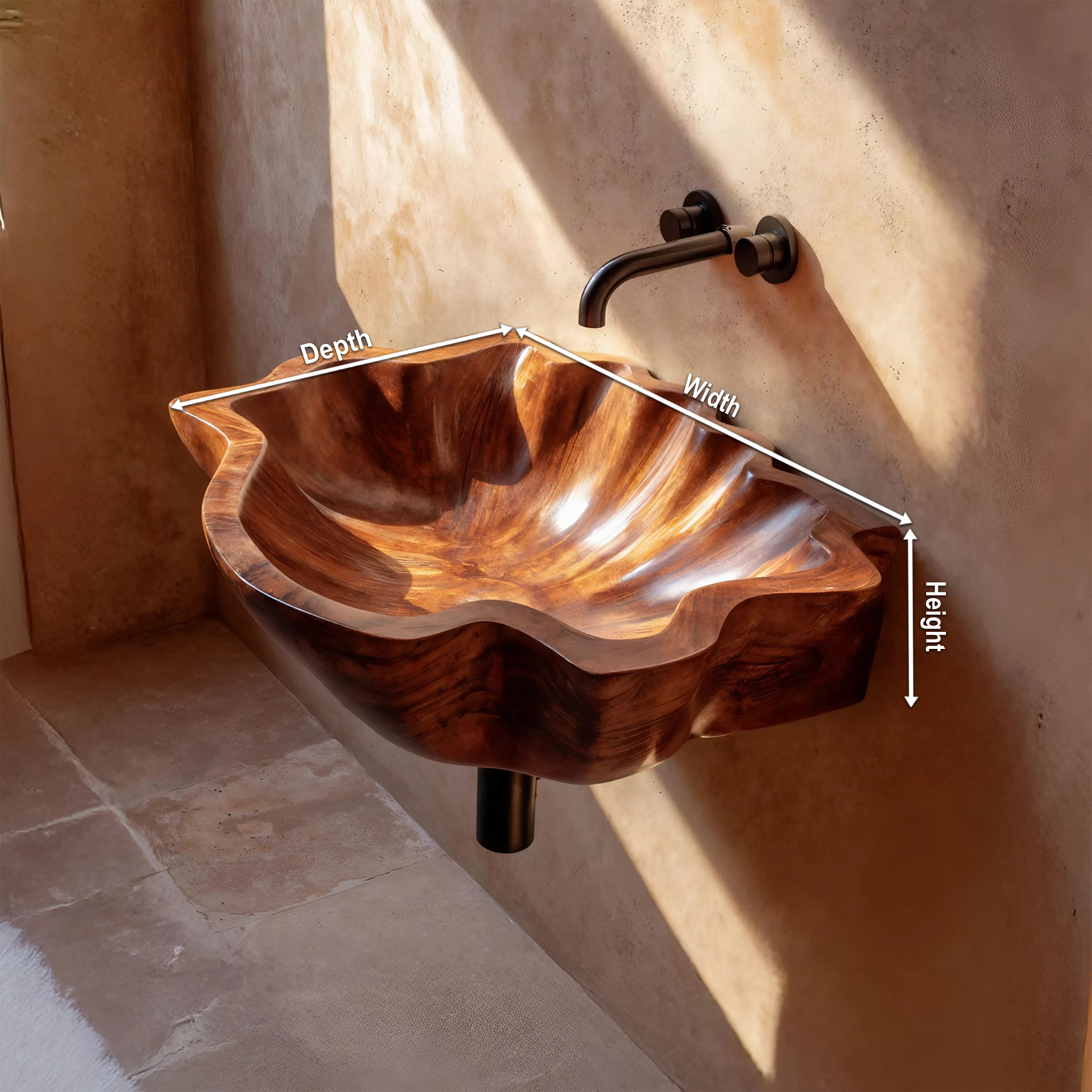 Modern Wooden Live Edge Wood Basin For High End Furniture Decor