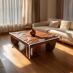 Mid Century Solid Wood Irregular Coffee Table For Entryway