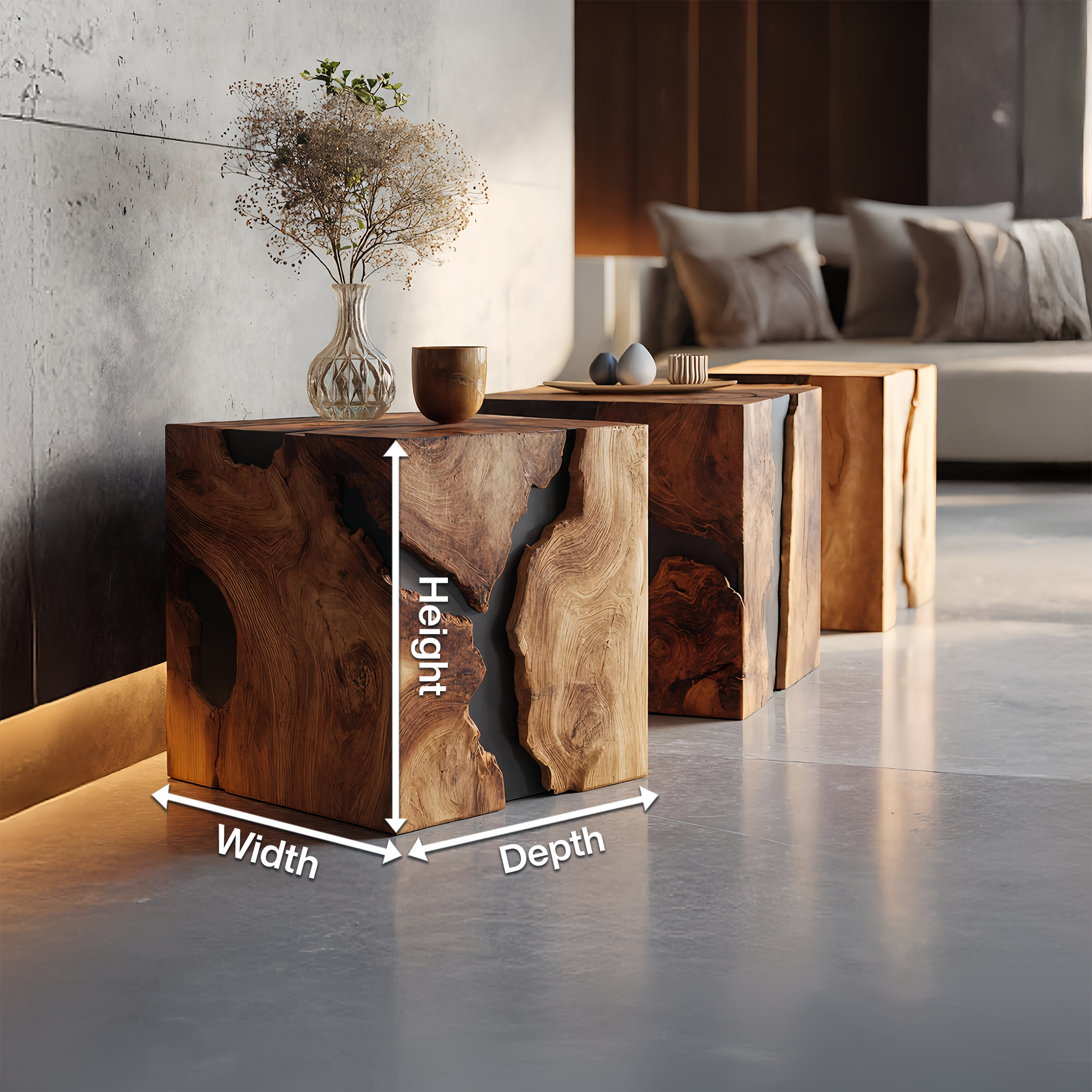 Farmhouse Wooden Cube Table For Modern Furniture Design