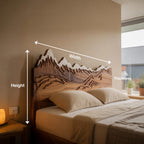 Rustic Style Mountain Carved Headboard Wall Art Bedroom
