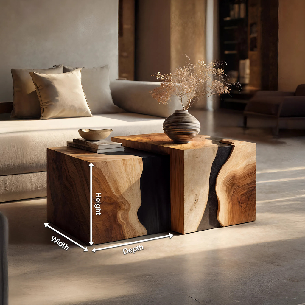 Modern Solid Wood Square Coffee Table For Living Room