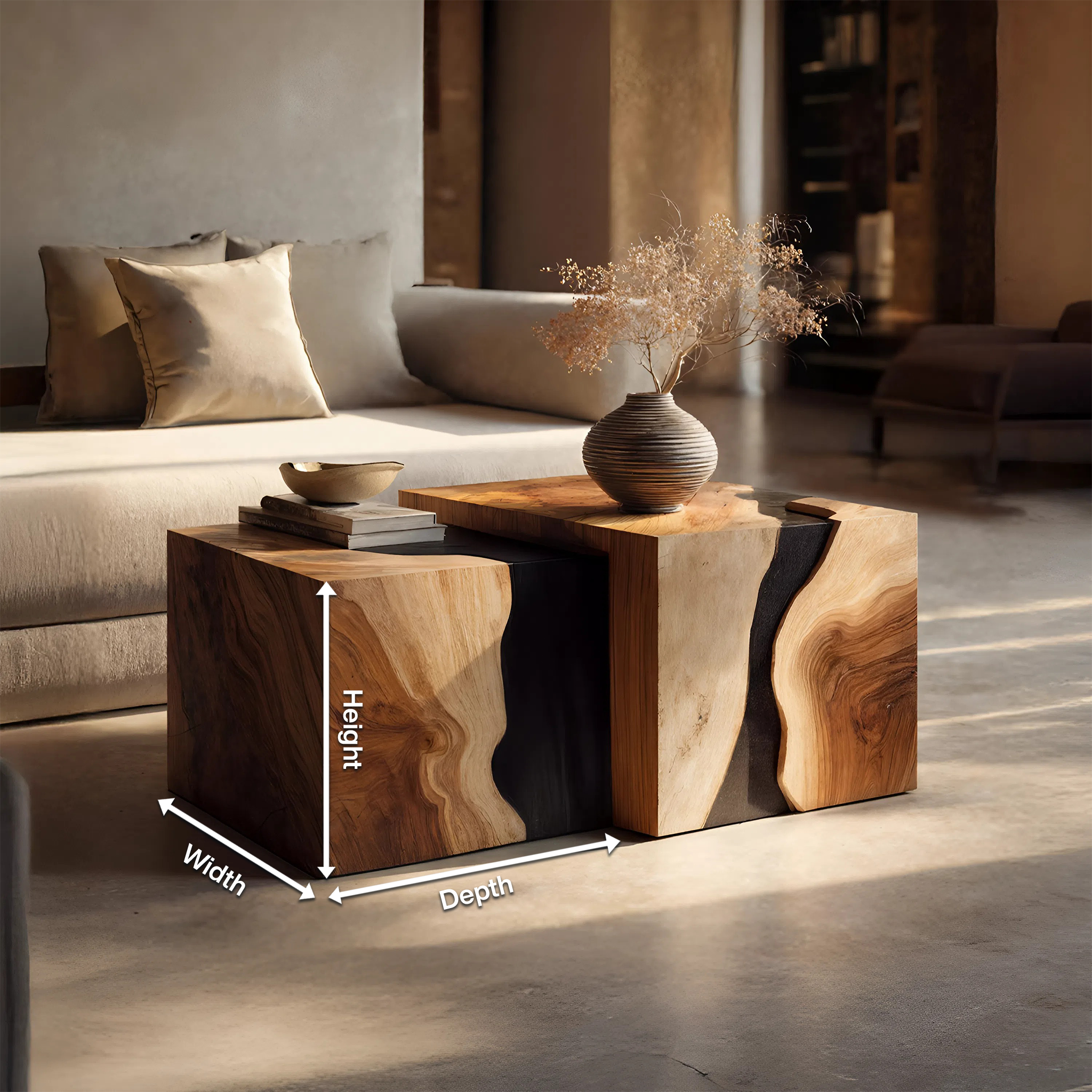 Modern Solid Wood Square Coffee Table For Living Room