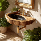 Handcrafted Wall Mounted Wooden Bathroom Sink For Premium Bathroom Design