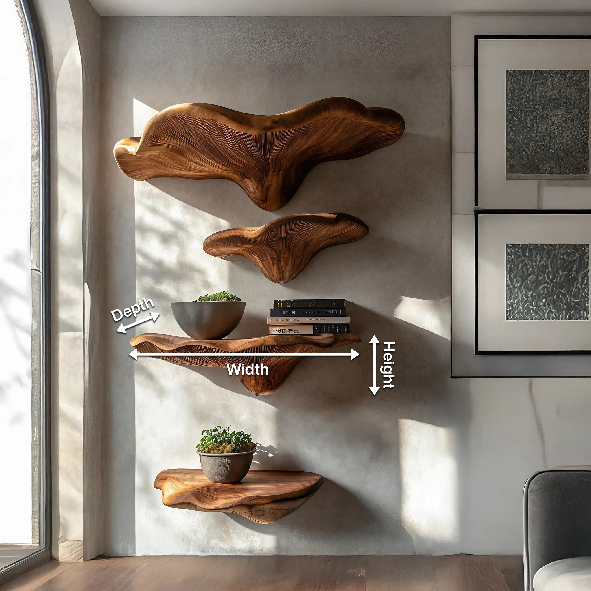 Farmhouse Solid Wood Mushroom Shelf For Bedroom Decor And Storage