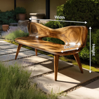 Mid Century Artistic Wooden Bench For Patio Setup