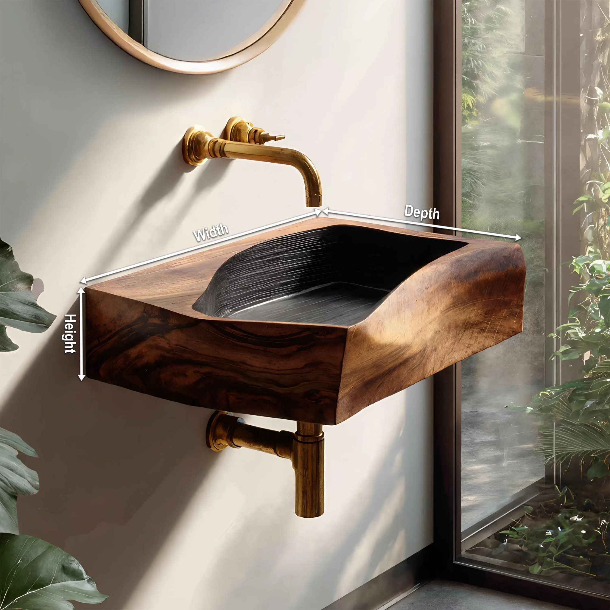 Farmhouse Wall Mounted Wooden Bathroom Sink For Warm Bathroom Decor