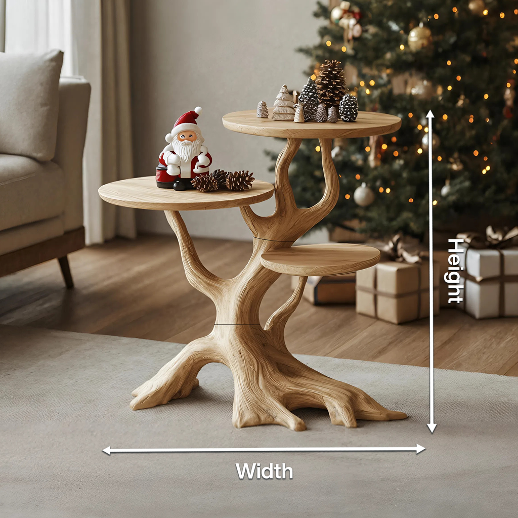 Mid Century Wooden End Table For Living Room Christmas Decor