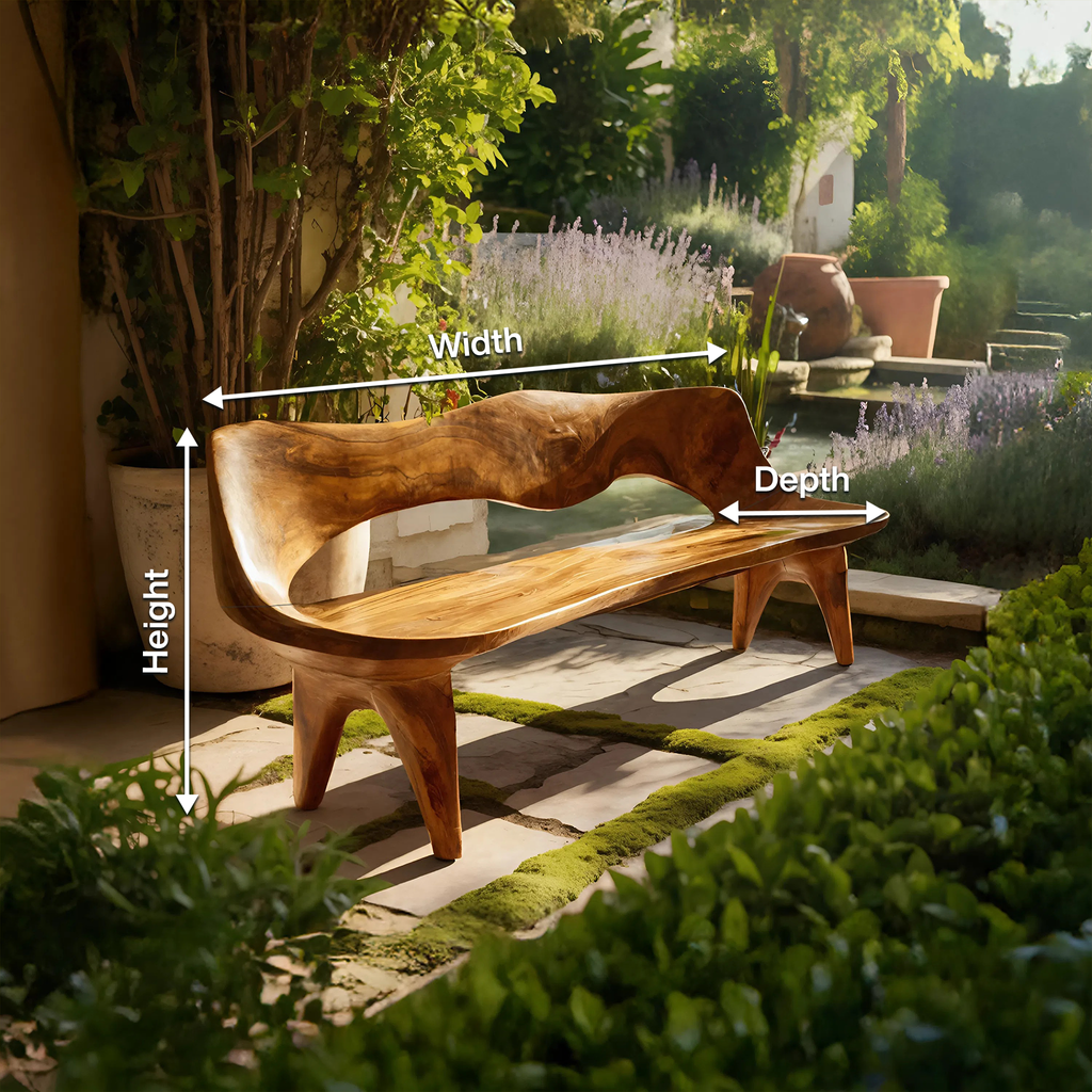 Handcrafted Curved Wood Bench For Outdoor Furniture Styling