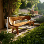 Handcrafted Curved Wood Bench For Outdoor Furniture Styling