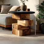 Handcrafted Wooden Side Table For Boho Furniture Styling