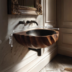 Modern Wooden Live Edge Wood Basin For Minimalist Bathroom Design
