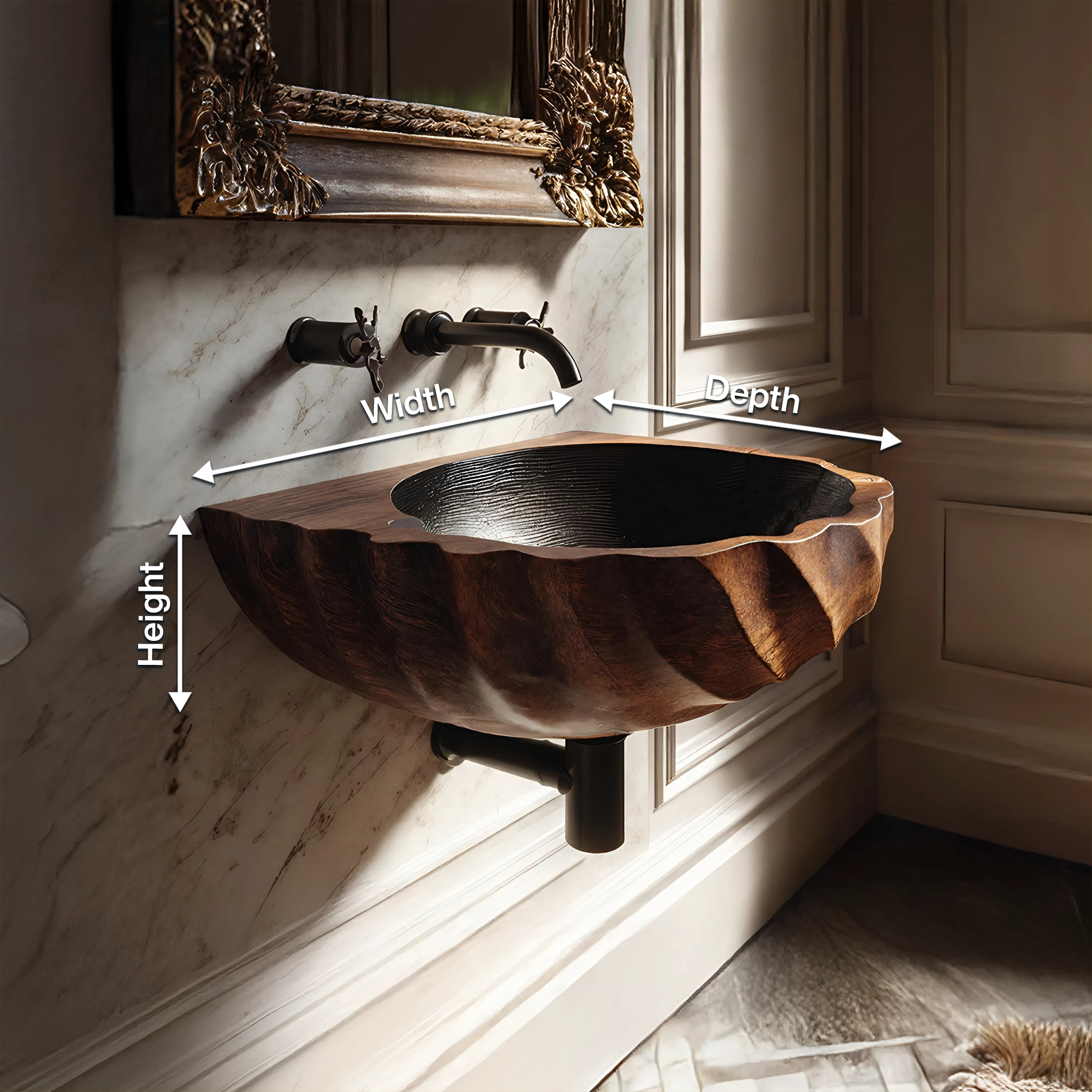 Modern Wooden Live Edge Wood Basin For Minimalist Bathroom Design