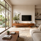 Modern TV Cabinet Curved Based Design For Living Room Furniture