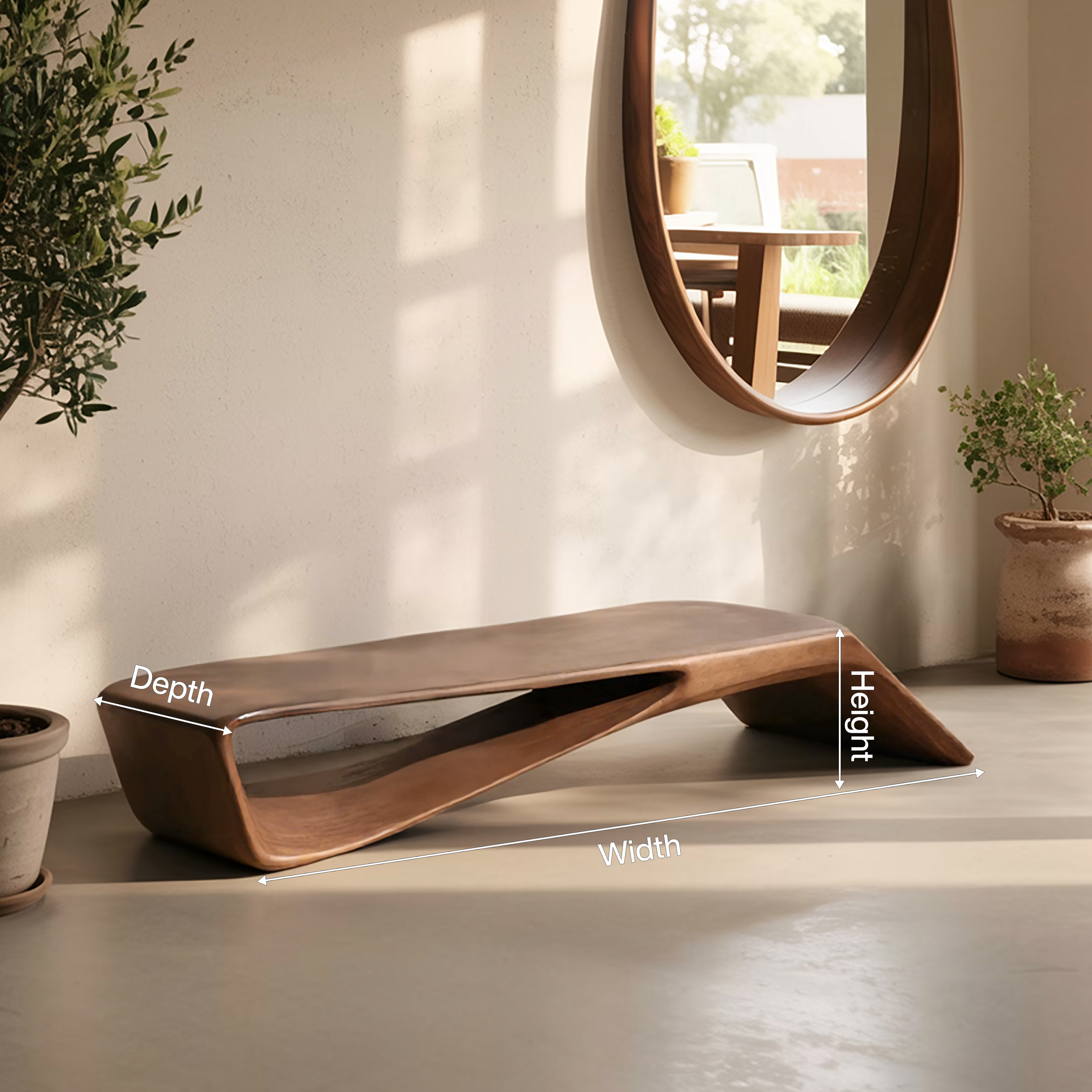 Contemporary Sculptural Bench For Entryway Hallway And Office