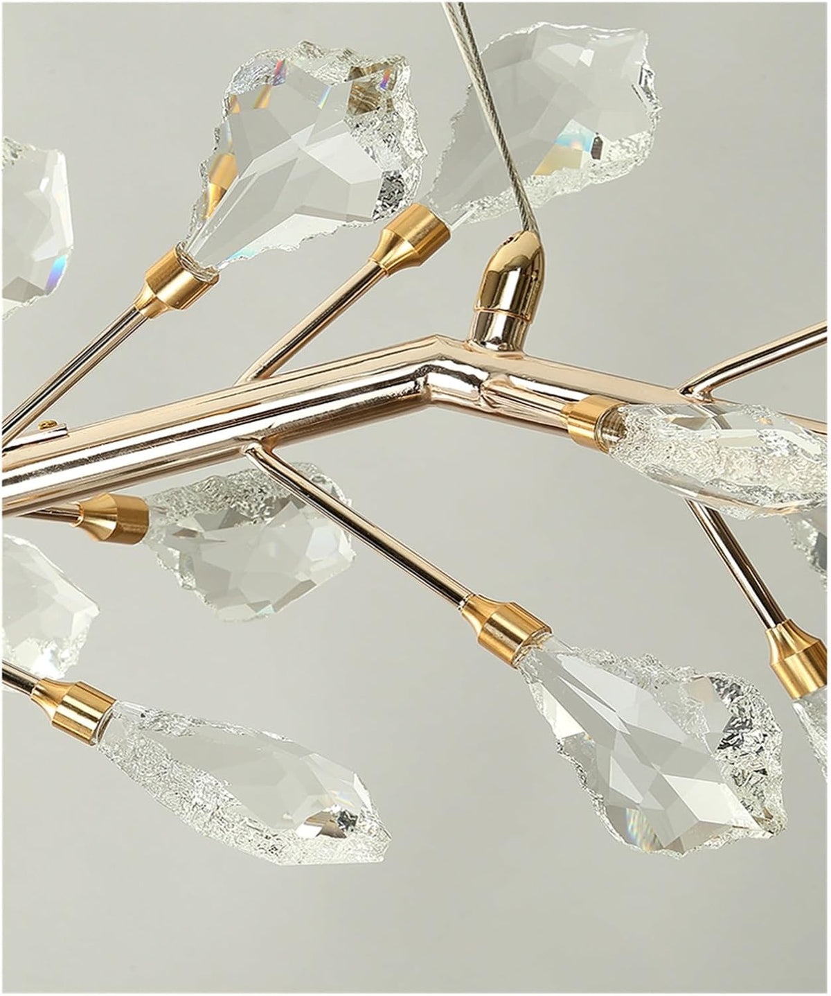 Sleek Modern Branch Crystal Leaves Linear Chandelier for Kitchen Island and Dining Room - L39.4"(L100cm)Warm Lightcasivra