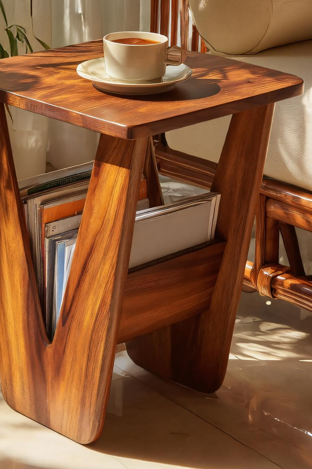 Handcrafted Solid Wood Side Table For Entryway And Living Room Decor
