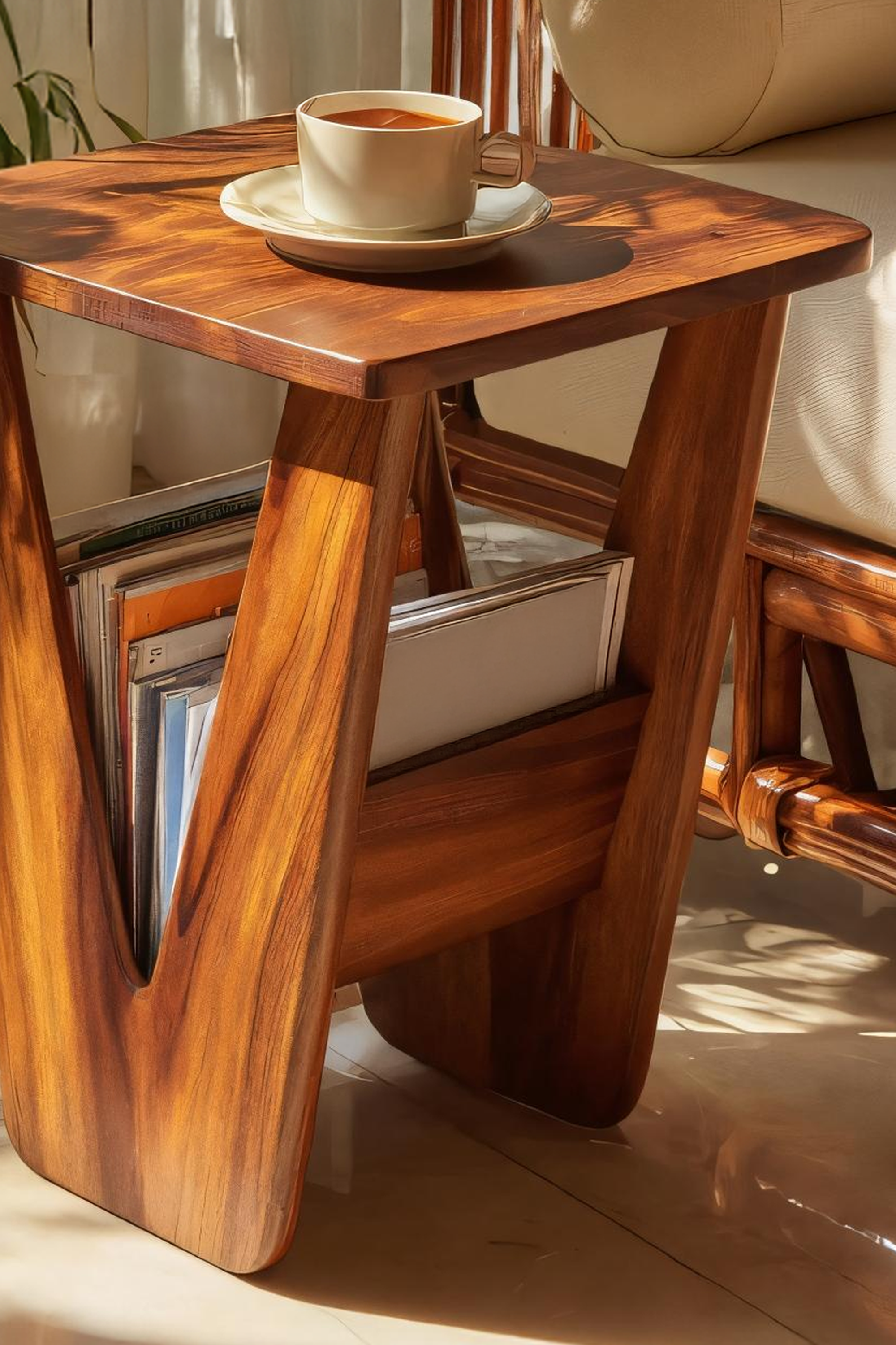 Handcrafted Solid Wood Side Table For Entryway And Living Room Decor