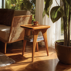 Mid Century Handcrafted Solid Wood Side Table For Bedroom Decor